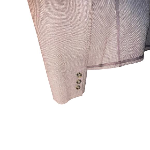 Anne Klein size 8P Wool Blend Micro Chevron Pocket 2 Button Lined Padded Blazer - Picture 7 of 12